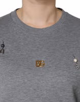 Gray Cotton Blend Embellished Tee T-shirt 4