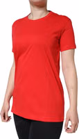 Red Cotton Crew Neck Short Sleeve Tee T-shirt 2