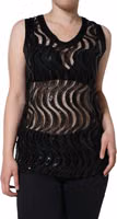 Black Sequin Sleeveless Tank Blouse Top 1
