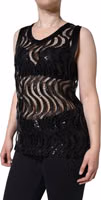 Black Sequin Sleeveless Tank Blouse Top 2
