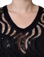 Black Sequin Sleeveless Tank Blouse Top 4