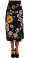 Black Embellished Daisy Brocade Skirt 1