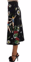 Black Embellished Daisy Brocade Skirt 2