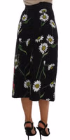 Black Embellished Daisy Brocade Skirt 3