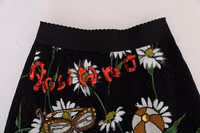 Black Embellished Daisy Brocade Skirt 4