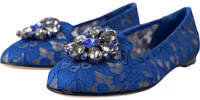 Blue Lace Crystal Ballet Flats Loafers Shoes 2