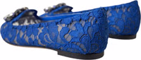 Blue Lace Crystal Ballet Flats Loafers Shoes 3