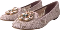 Pink Lace Crystal Ballet Flats Loafers Shoes 2