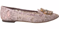 Pink Lace Crystal Ballet Flats Loafers Shoes 5