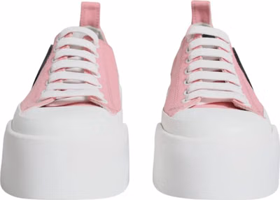 Pink White Canvas Logo Low Top Sneakers Shoes