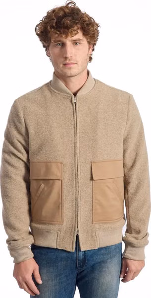 Beige Wool Men Jacket