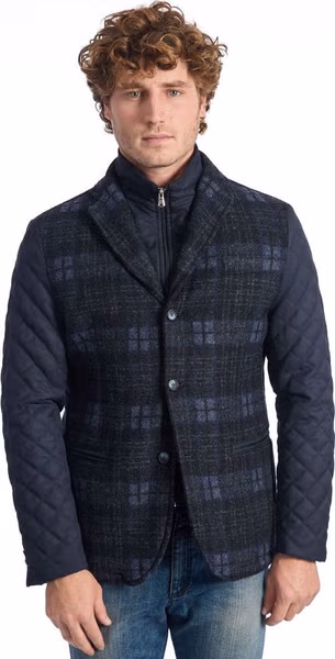 Blue Wool Men Jacket