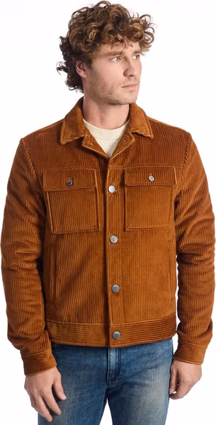Brown Cotton Men Jacket