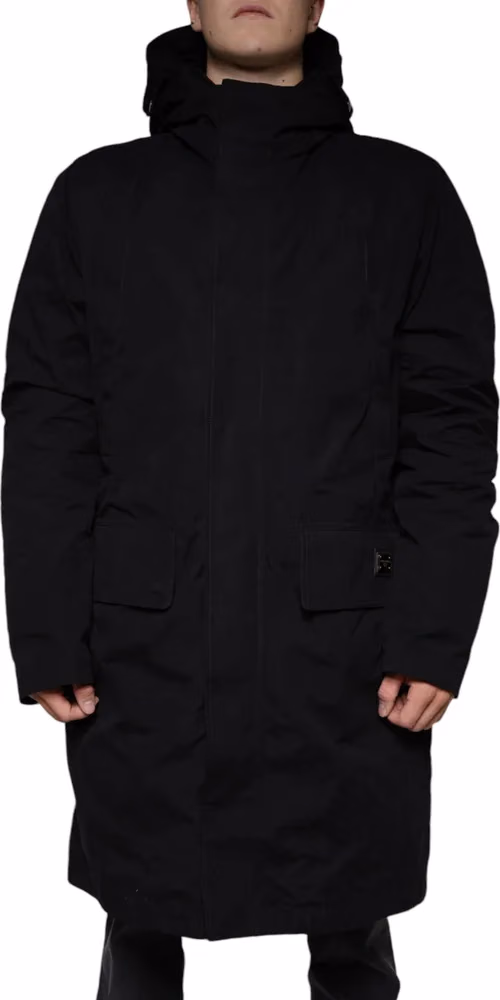 Black Hooded Parka Cotton Trench Coat Jacket