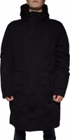 Black Hooded Parka Cotton Trench Coat Jacket 1