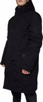 Black Hooded Parka Cotton Trench Coat Jacket 2