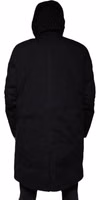 Black Hooded Parka Cotton Trench Coat Jacket 3