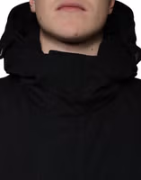 Black Hooded Parka Cotton Trench Coat Jacket 4