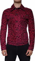 Fuchsia Leopard Button Down Collared Jacket 1