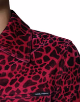 Fuchsia Leopard Button Down Collared Jacket 5