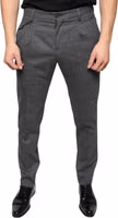Gray Check Tartan Wool Skinny Pants 1