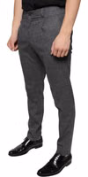 Gray Check Tartan Wool Skinny Pants 2