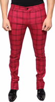 Pink Checkered Wool Skinny Pants 1