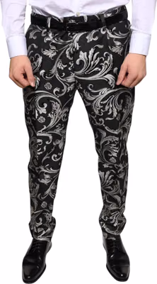 Black Jacquard Skinny Dress Pants