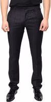 Black Stripes Skinny Men Dress Pants 1
