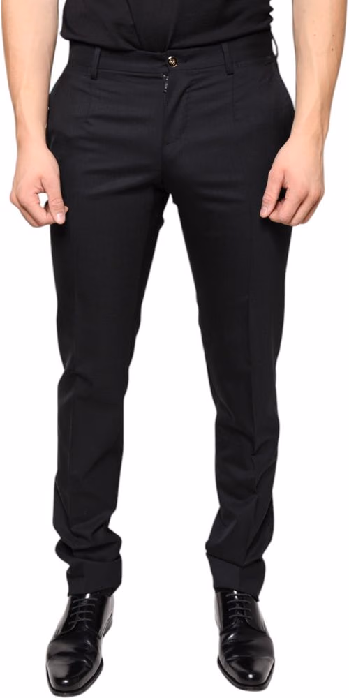 Black Wool Skinny Men Dress Pants