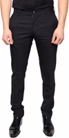Black Wool Skinny Men Dress Pants 1