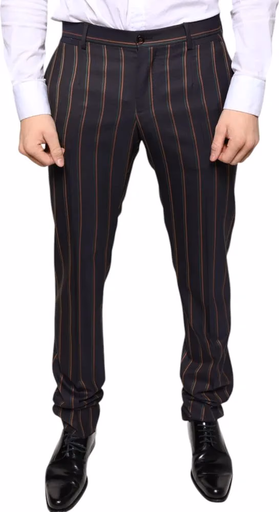 Brown Stripes Skinny Men Dress Pants