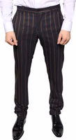 Brown Stripes Skinny Men Dress Pants 1