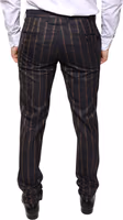 Brown Stripes Skinny Men Dress Pants 3