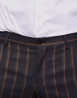 Brown Stripes Skinny Men Dress Pants 4