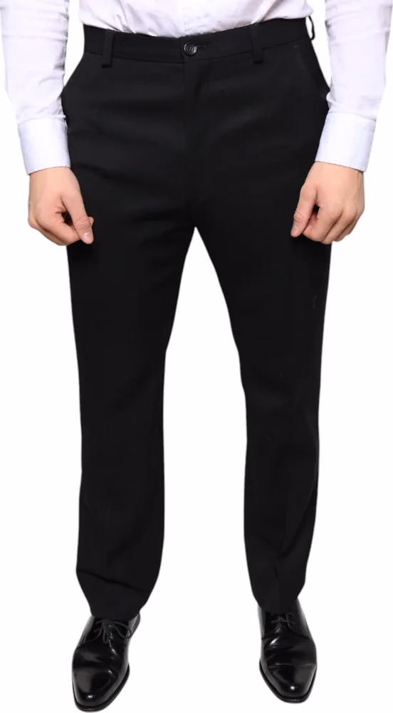 Black Wool Skinny Men Dress Pants