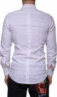White Cotton Men Dress GOLD Formal Shirt 3