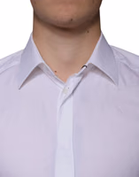 White Cotton Men Dress GOLD Formal Shirt 4