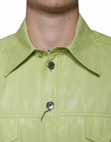 Green Cotton Collared Men Button Down Shirt 4