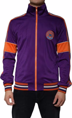 Purple Polyester Full Zip Long Sleeve Sweater