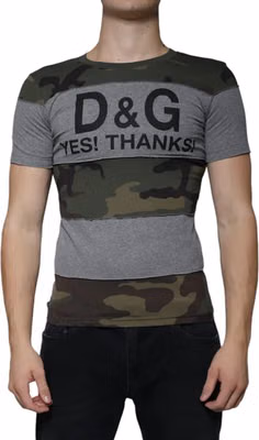 Multicolor Camouflage Cotton Crew Neck T-shirt