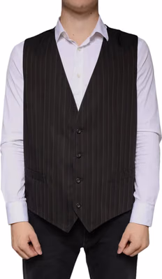 Black Cotton Waistcoat Dress Formal Vest