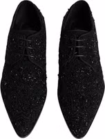 Black Embellished Suede Derby Formal Shoes 2