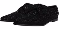 Black Embellished Suede Derby Formal Shoes 3