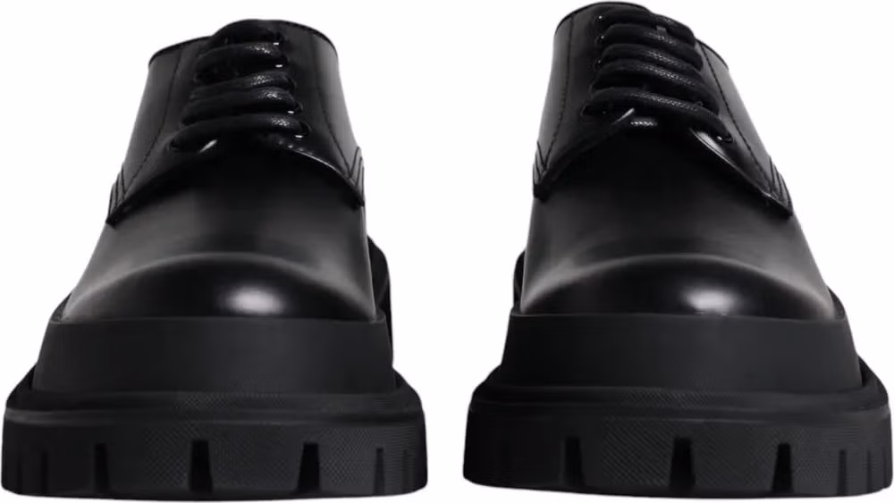 Black Leather Lace Up Trekking Dress Shoes