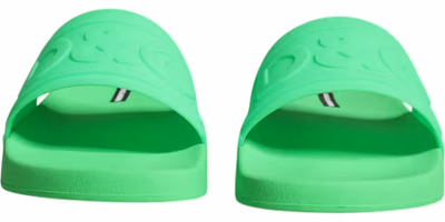 Green Leather Slides Sandals Beachwear Shoes
