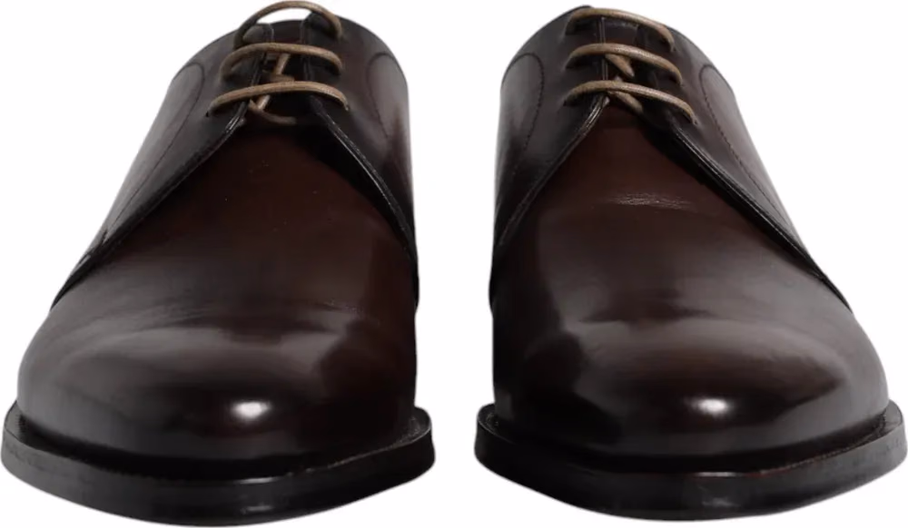 Brown Leather Lace Up Men Derby Formal Shoes