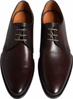 Brown Leather Lace Up Men Derby Formal Shoes 2