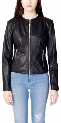 Black Polyester Leather Jacket