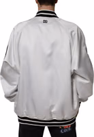 White Polyester Logo Full Zip Bomber Jacket 3
